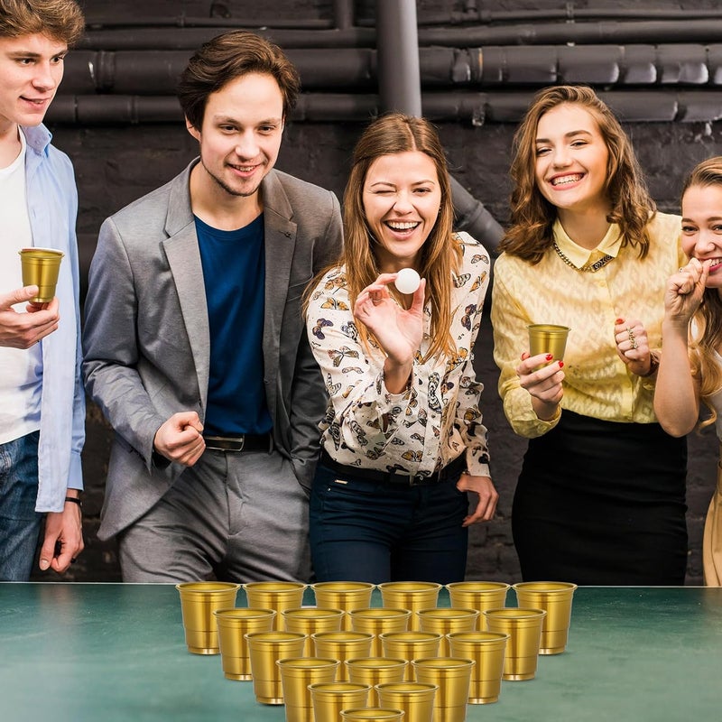 cssopenss 120 Pcs 2 oz Gold Shot Cups gold Plastic shot Glasses Mardi Gras Shot Glasses Disposable for Drinking Tastings Served Snacks Jello Tastings and Samples - Image 4